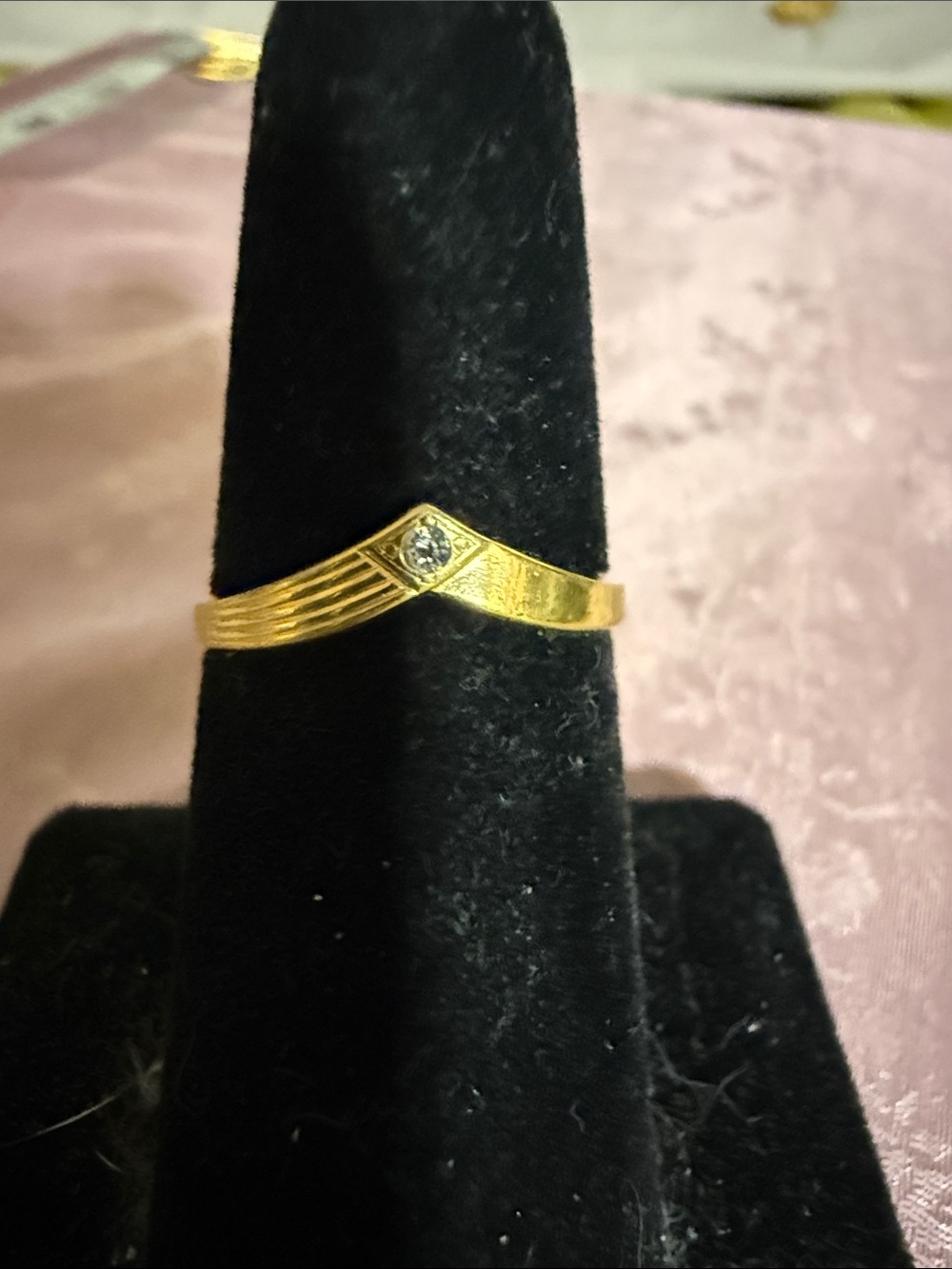 Gold Chevron Ring with Center Stone by Avon